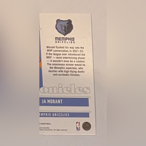 Trading card 2021/22 Panini- Chronicles Basketball # 7 Ja Morant ( Memphis ) . - Picture 9 of 9